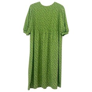 SeeU Hope To See You Again Green Floral Corduroy Midi Dress Prairie Plus Size
